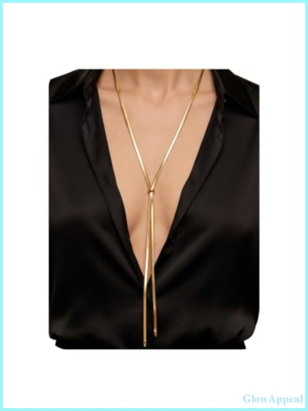 14K Gold Plated Stainless Steel Y Lariat Herringbone Necklace Adjustable